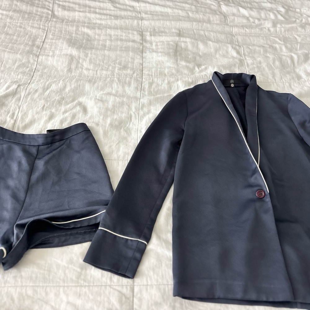 Women Navy Blazer and Shorts Set
